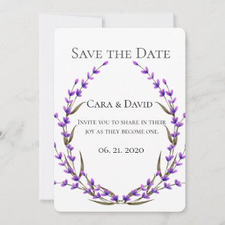 お国 優雅 上品 パープル 花柄 Save the Date I 招待状