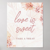 お土産どうぞ ひとつお取りください ボヘミアンスタイルのベージュのウェディング ポスター (正面)