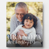 お土産のおじいちゃん&孫フォトキープサケ フォトプラーク (正面)