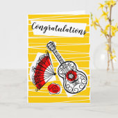 お土産のスペインのお祝い文字 カード (黄色い花)