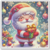 お土産を持つサンタの元気なフェスティバル シール (正面)