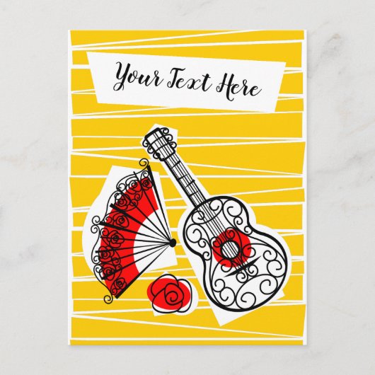 お土産スペインの文字はがき縦型 ポストカード (正面)