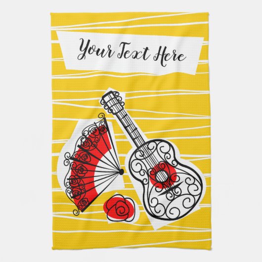 お土産スペインの文字キッチンタオル キッチンタオル (縦)