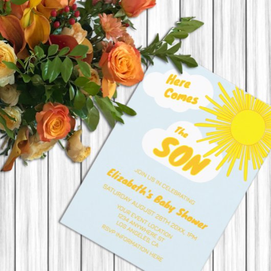 お坊ちゃんが生まれちゃう!ベイビーシャワー 招待状