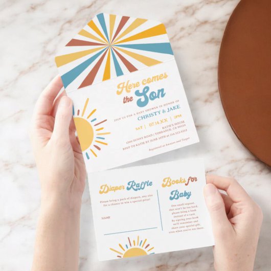 お坊ちゃんが生まれるよ！ベイビーシャワー オールインワン招待状