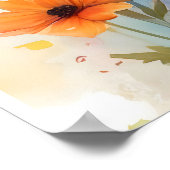 お城と花の夢のようなユニコーンの水色 ポスター (角)