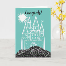 お城のような新居のお祝いカード