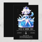 お城の可愛いプリンセス誕生日 招待状 (正面/裏面)