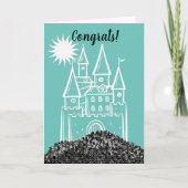 お城の新しい家のグリーティングカードおめでとうございます カード (正面)