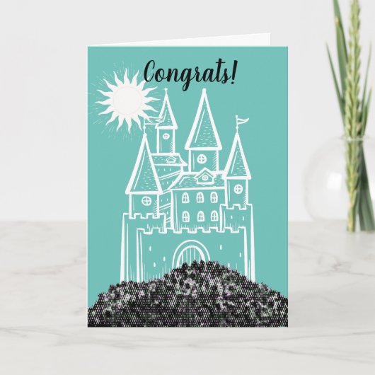 お城の新しい家のグリーティングカード カード (正面)