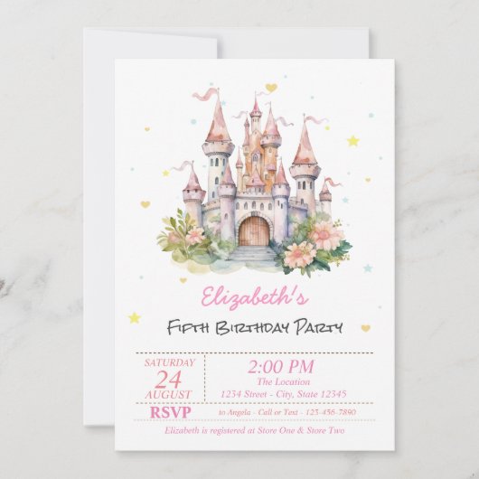 お城の花 ハート ゆめの物語 招待状 (正面)