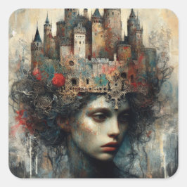 お城を頭に抱えたおとぎ話の女王 スクエアシール