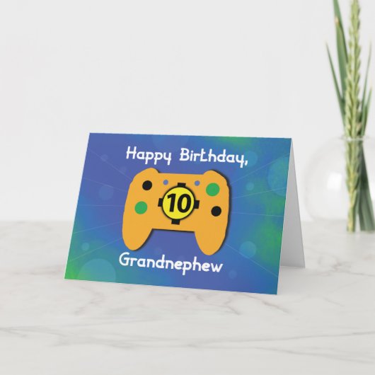 お大甥さん10歳の誕生日おめでとう ゲームコントローラー カード (正面)