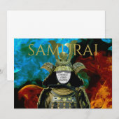 お好きなように写真を変更、侍のかぶと 招待状 (正面/裏面)