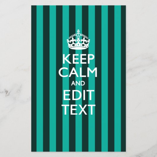 お好きなテキストでKEEP CALM ターコイズストライプ チラシ (正面)