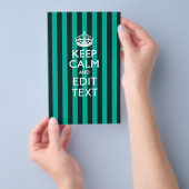 お好きなテキストでKEEP CALM ターコイズストライプ チラシ (ハンドル)