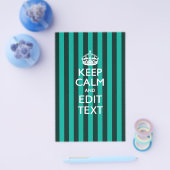 お好きなテキストでKEEP CALM ターコイズストライプ チラシ (シングル)