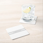 お好きなテキストとモダンなストライプ | 黒と白 スクエアペーパーコースター (インサイチュ)