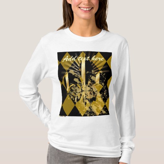 お好きなテキストをカスタマイズ、フルール・ド・リス Tシャツ (正面)