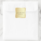 お好きなテキストを入れたゴールドテンプレート おしゃれな手書き風フォント スクエアシール (バッグ)