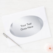 お好きなテキストを入れてメタリックシルバーの外観に 楕円形シール (封筒)