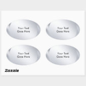 お好きなテキストを入れてメタリックシルバーの外観に 楕円形シール (シート)