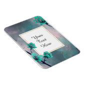 お好きなテキスト - 水色の花のオーダーメイド マグネット (右側)