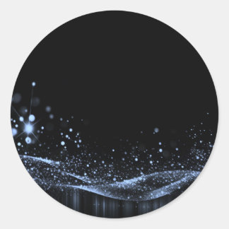 お好きなデザインに - カスタマイズ可能なグリッターリボン 青 ラウンドシール