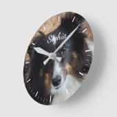 お好きな写真とテキスト＆任意の色の時計フェイス ラウンド壁時計 (傾斜)