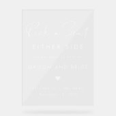 お好きな席にお座りください　両側 白いウェディング 席 アクリルサイン (正面)