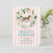 お好きな年齢 - 馬の花柄の誕生日パーティーの招待状 招待状 (スタンド正面)