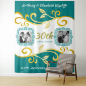 お好きな結婚記念日に写真を追加 ティール ゴールド タペストリー (インサイチュ)