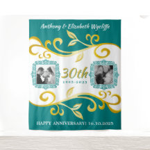 お好きな結婚記念日に写真を追加 ティール ゴールド