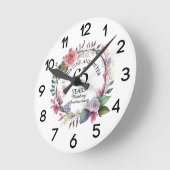 お好きな結婚記念日 (65) エレガントな花の記念日 ラウンド壁時計 (傾斜)