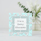 お好きな色の織り込まれたボーダー ベビー発表 招待状 (スタンド正面)