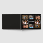 お好きな色の背景にテキストを入れた4枚の写真の コラージュをDIY ゲストブック (全面)