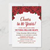 お好きな色または年齢 - 赤いバラの誕生日招待状 招待状 (正面)