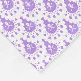 お好きな色を!ドクロとクロスボーンのレース 白 フリースブランケット