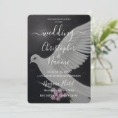 お好きな花を飾った白い結婚式の鳩を作成 招待状 (スタンド正面)