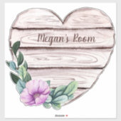 お好きな花柄 偽木 ハート 子供部屋をカスタマイズ シール (シート)