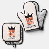 お好みにカスタマイズできるグリルの王 ファーザーズデー パパ 鍋つかみ&鍋敷きセット (正面/裏面)