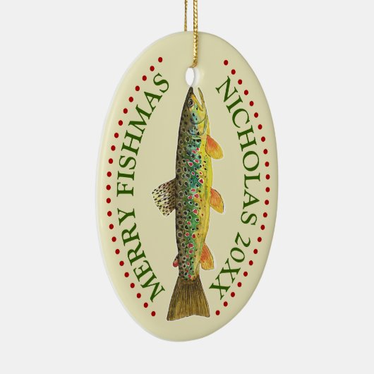 お好みに合わせてお選びください。ブラウントラウト魚釣り セラミックオーナメント (右)