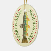 お好みに合わせてお選びください。ブラウントラウト魚釣り セラミックオーナメント (左)