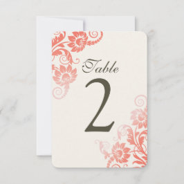 お好みのカラーでオーダーメイド！オンブレコーラルテーブルナンバーカード 招待状