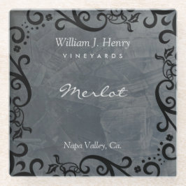 お好みのカラーで スレート & ブラック スクロール ワイン グラス コースター をパーソナライズ