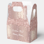 お好みのテキストを入れたテックスフェイバーボックス ローズゴールド ブラッシュ グリッター ドリップ フェイバーボックス (オープン)