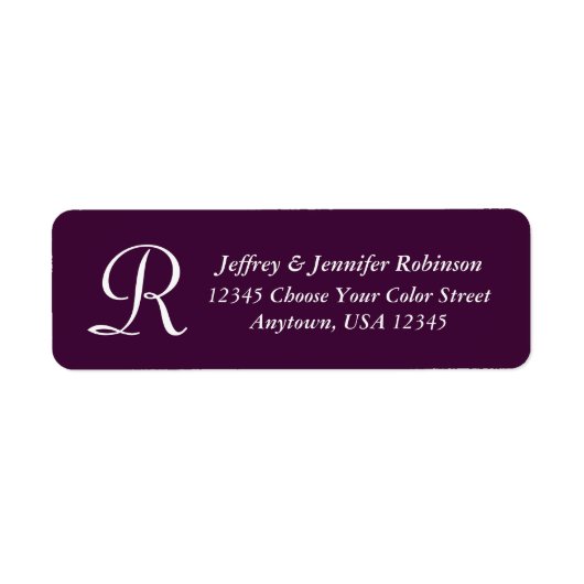 お好みの色を選ぶ紫モノグラム差出人住所 ラベル (正面)