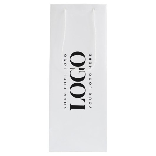 お好みの長方形ビジネス ロゴを追加 シンプル ミニマル ワインギフトバッグ (正面)