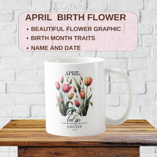 お好みの4月の誕生日花 チューリップ コーヒーマグカップ