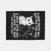 お姉さんなら涙を拭遠くにくおもしろい フリースブランケット (正面(横))